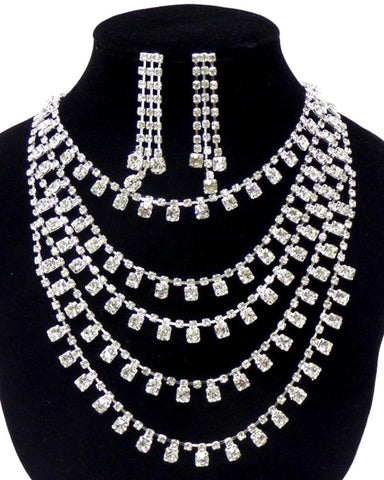 Arras Creations Trendy Fashion Five Layer Rhinestone Necklace Set For Women / AZBLRH051-SCL