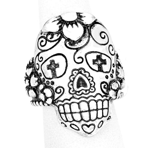Halloween Day of the Dead Mexican Sugar Skull Stretch RING / AZRIHR775-ASL-HAL