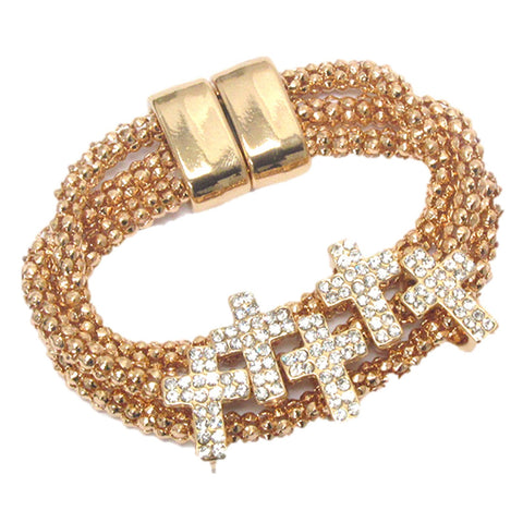 Fashion Trendy Cross Bracelet with Magnetic Clasp For Women / AZBRST051-RML