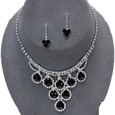 Arras Creations Trendy Fashion Rhinestone Necklace Set for Women. / AZBLRH071-SBK
