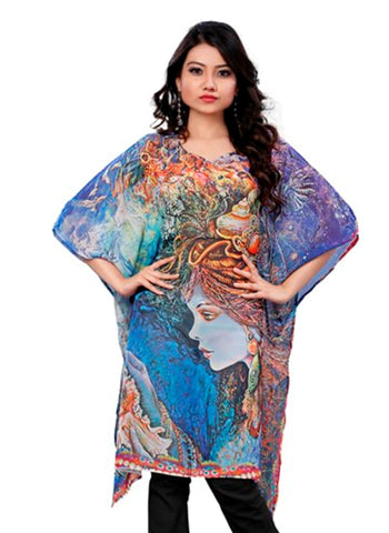 Fashion Trendy Indian Tunic Top Women's/Kurti Printed Blouse Tops for Girls Womens - AZDKJD-79DG