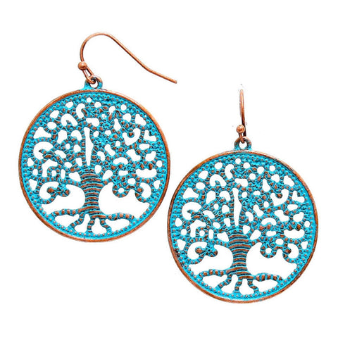 Tree of Life Cutout Disc Earrings / AZERFH065-CTU