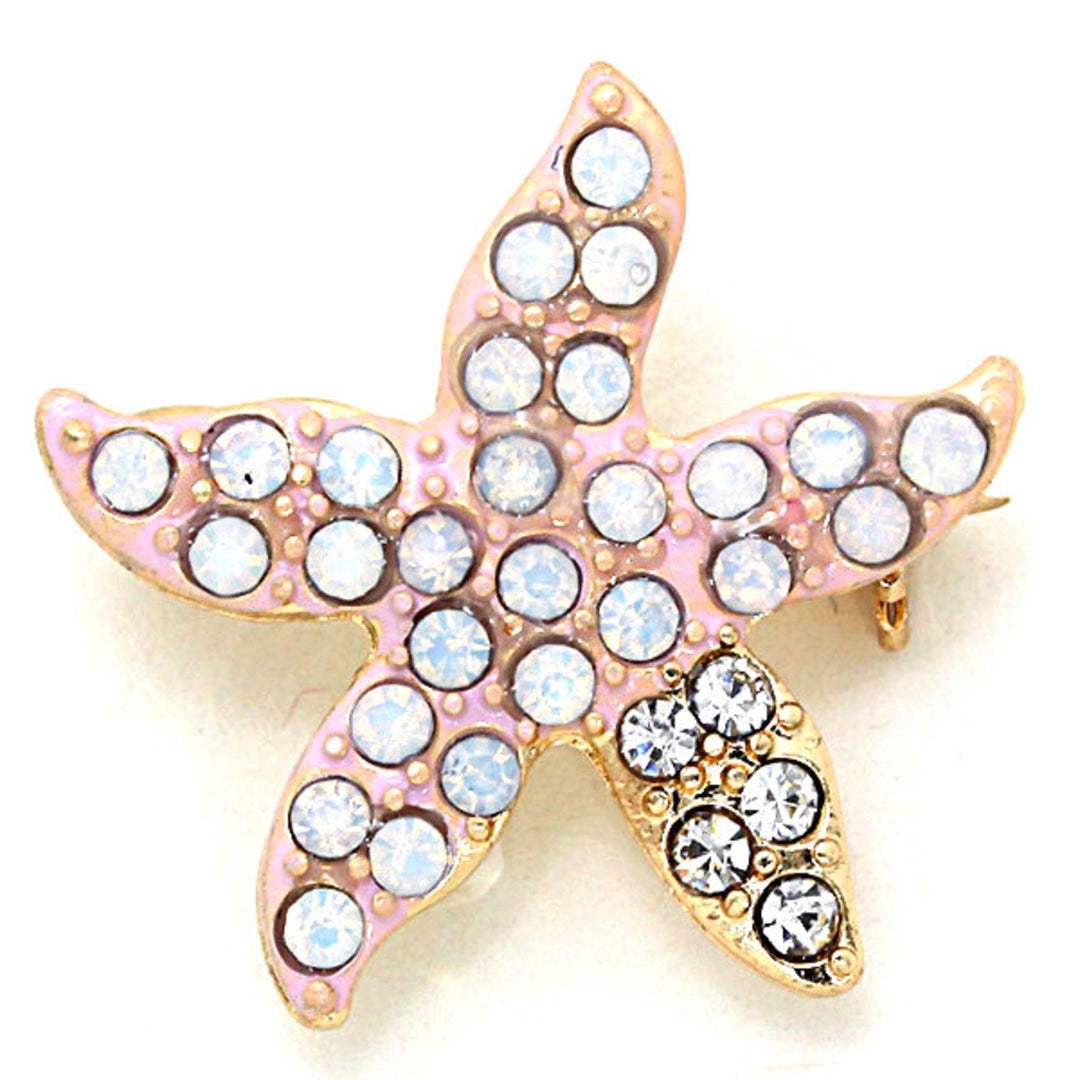 KristLand Dainty Octopus Rhinestone Brooch Pin - Gold Tone Blue Enamel Animal Jewelry, Scarf Clip