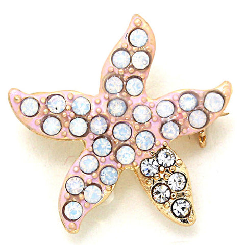 Opal Crystal Starfish Pin Brooch/ Brooches / AZBRSEA002-PCL