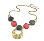 Fashion Korean Round Stone Vintage Choker Necklace Jewelry / Antique Gold Finish / AZFJLO035-AGL