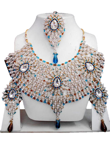 Bollywood Style Indian Imitation Necklace Set / AZBWBR063-GBB