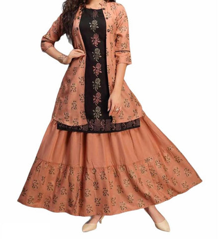 Designer Super Fancy Kurti Jacket With Skirt  / AVBJ001-PNK