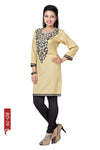 Briefly Brilliant Beige Short Tunic With Machine Embroidery BD79-2