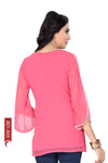 Pink Present Short Tunic Top With Designer Umbrella Sleeves BD305-1