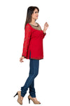 Remarkable Red Exclusively Party Wear Georgette Tunic Top AD23-2