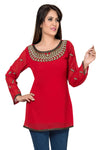 Remarkable Red Exclusively Party Wear Georgette Tunic Top AD23-3
