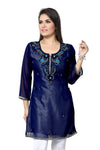 Stylista Navy Blue Georgette Short Tunic With Embroidery AD27-3