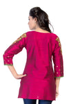 Majestic Magenta Raw Silk  Short Tunic Top With Designer Embroidery BD326-1
