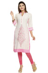 Ravishing Off White Rayon Designer Kurti With Pink Embroidery MK111-3