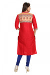 Captivating Red Luscious Cotton Silk Kurti For Everyday Wear MM110-1