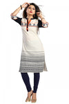 Curiously Contemporary Cream Cotton Tunic With Print Design MM108-1