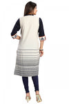 Curiously Contemporary Cream Cotton Tunic With Print Design MM108-2