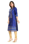 A La Mode Luxury Cotton Silk Tunic In Royal Blue And Gold MM140-1