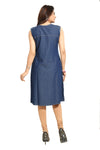 Decent Dark Blue Denim Fabric Sleeveless Tunic For Women DN1502-3
