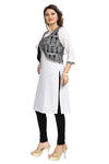 Desirable White Chicken Tunic With Black Designer Jacket MM159-1