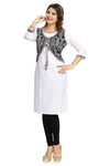 Desirable White Chicken Tunic With Black Designer Jacket MM159-2