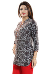 Gorgeous Gray Ikkat Rayon Print Designer Short Kurti SC1038-1