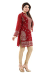 Graceful Maroon Short Fine Georgette Tunic With Intricate Embroidery For Enthic Lovers AN04-1