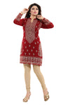 Graceful Maroon Short Fine Georgette Tunic With Intricate Embroidery For Enthic Lovers AN04-2