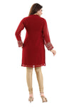 Graceful Maroon Short Fine Georgette Tunic With Intricate Embroidery For Enthic Lovers AN04-3