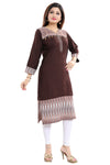Befitting Brown Rayon Cotton Short Designer Tunic With Modern Accessories SC1078-1