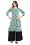 Designer Grace Green Ikkat Print ShirtStyle Long Kurta For Women NK47-2