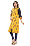 Luscious Lemon Yellow Shirt Style Cotton Printed Tunic From Snehal Creations MM228-1