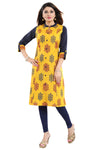 Luscious Lemon Yellow Shirt Style Cotton Printed Tunic From Snehal Creations MM228-2