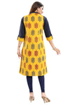 Luscious Lemon Yellow Shirt Style Cotton Printed Tunic From Snehal Creations MM228-3