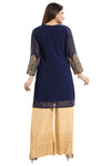 Nice Navy Blue Fine Georgette Short Tunic Top With Heavy Embroidery AN07-3