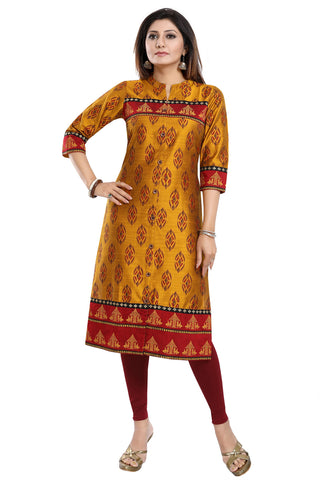 Ethnic Mustard Raw Silk Tunic For Formal Occasions MM247