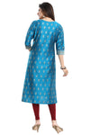 Glamorous Ethnic Blue Raw Silk Tunic With Embroidery MM246-3