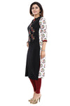 Bold In Black Rayon Cotton Long Straight Fit Tunic With Embroidery MM245-1
