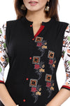 Bold In Black Rayon Cotton Long Straight Fit Tunic With Embroidery MM245-2