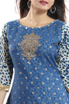 Glorious T.Blue Round Neck Flared Long Kurti With Three Fourth Sleeves MM244-2