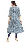 Glorious T.Blue Round Neck Flared Long Kurti With Three Fourth Sleeves MM244-3