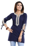 Graceful Navy Blue Alluring Indian Designer Kurti Tunic With Lace Detailing BD423