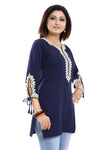 Graceful Navy Blue Alluring Indian Designer Kurti Tunic With Lace Detailing BD423-1
