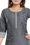 Designer Long Raw Silk Embroidery Kurti MM256-2