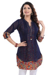 Beautilicious Navy Blue Fine Georgette Party Wear Layered Short Tunic SC1040R