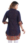 Beautilicious Navy Blue Fine Georgette Party Wear Layered Short Tunic SC1040R-3
