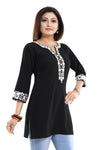 Enticing Black Embroidered Women Short Tunic Design BD428-2