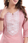 Pink Cotton Tunic With Embroidery Work NK64-1