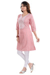 Pink Cotton Tunic With Embroidery Work NK64-2