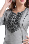 Gray South Cotton Tunic With Embroidery NK65-1